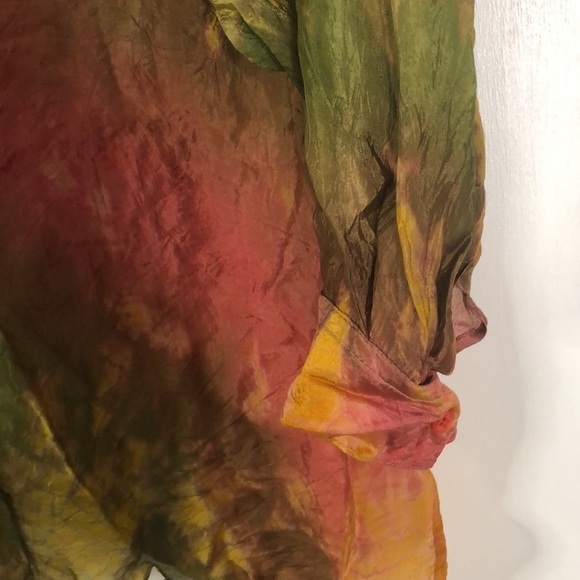 BOOM 1990’s OVERSIZED TIE DYE CRINKLE RAYON SHIRT BLOUSE ONE SIZE - Picture 5 of 9